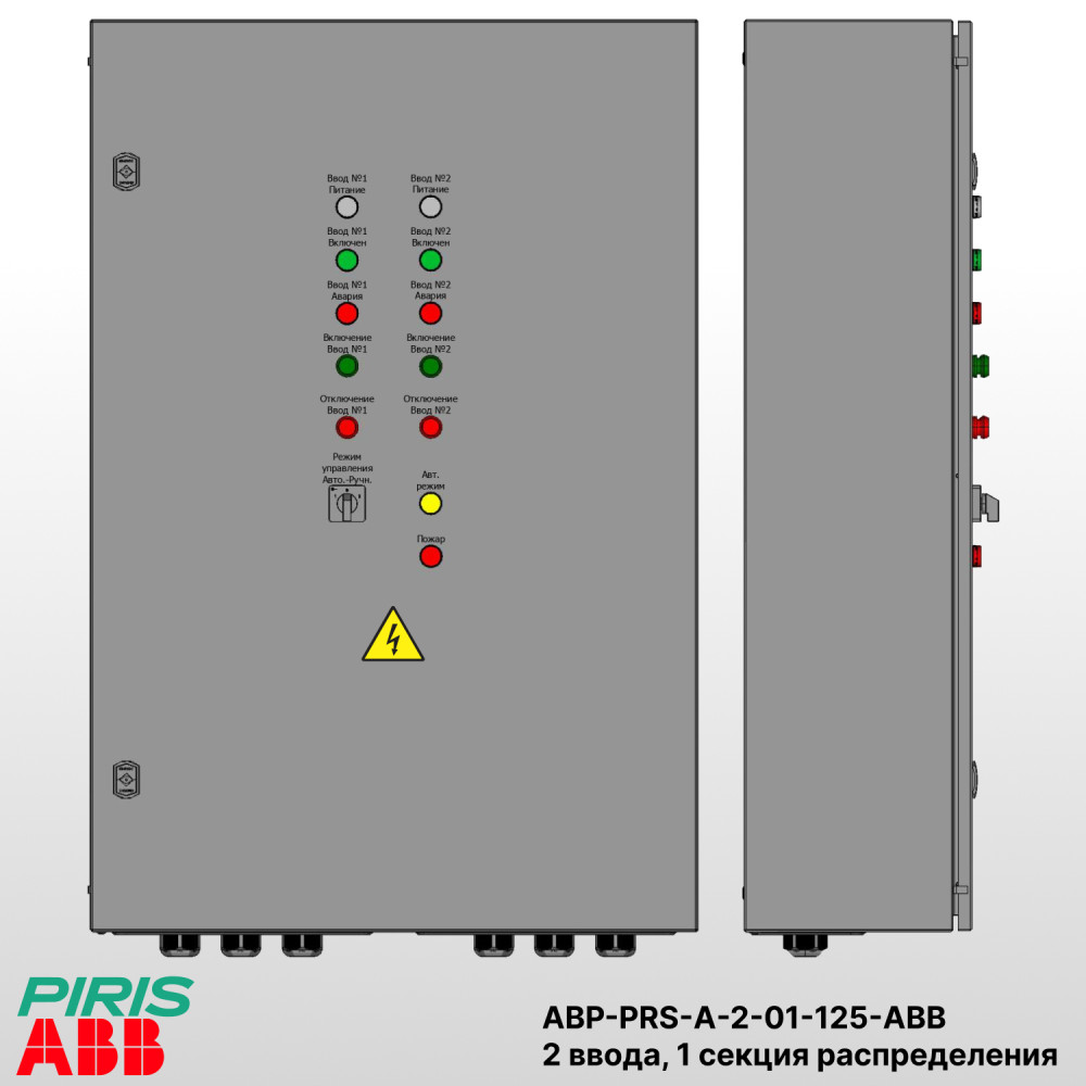 Шкаф АВР на 2 ввода, на мотор-автоматах, 125А, ABB, 1 секции распределения (5x32А)