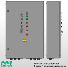 Шкаф АВР на 2 ввода, на мотор-автоматах, 100А, Dekraft, 1 секции распределения (5x16А)