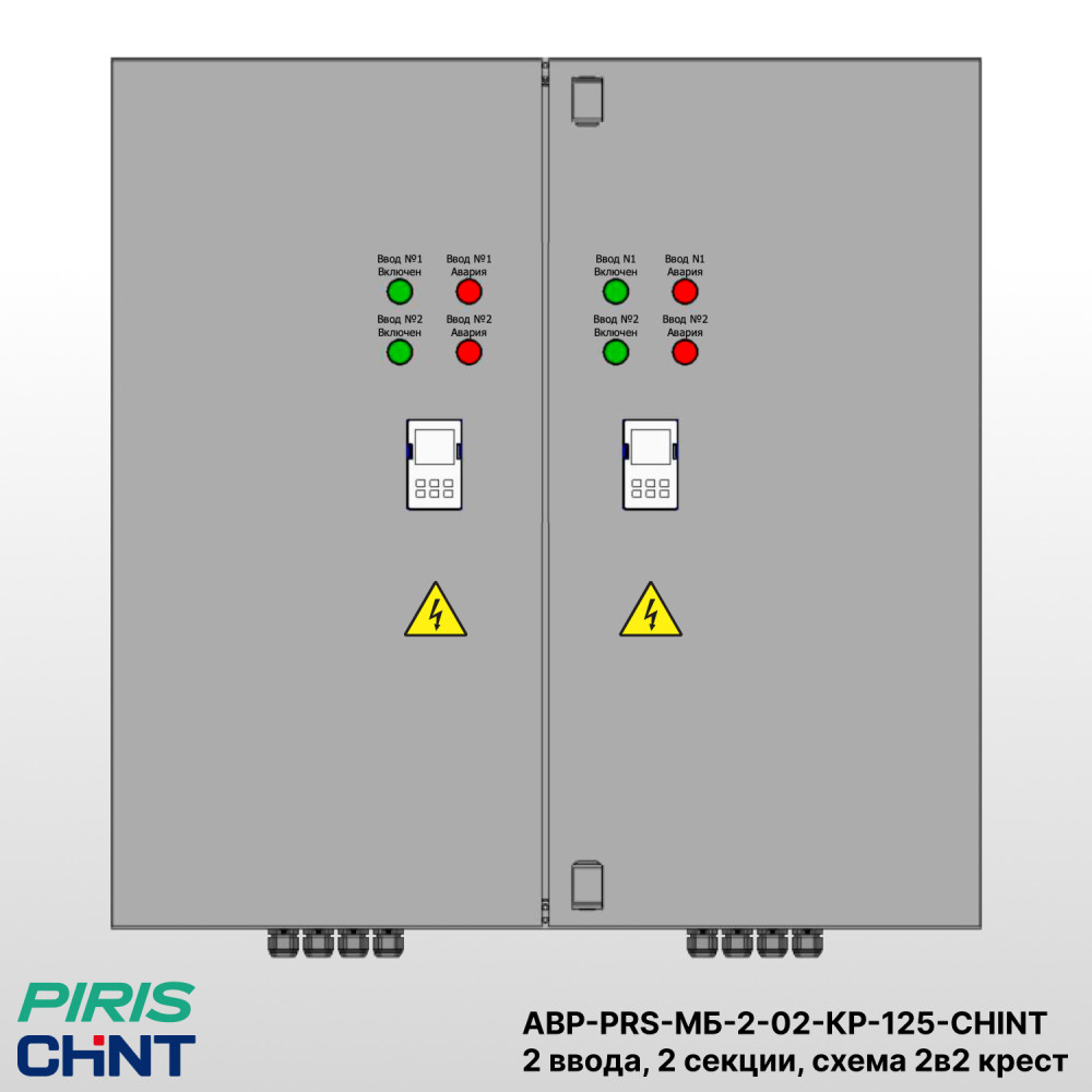 Шкаф АВР 2 ввода, 125А, схема 2в2 крест, 2 секции распределения на моноблоках CHINT