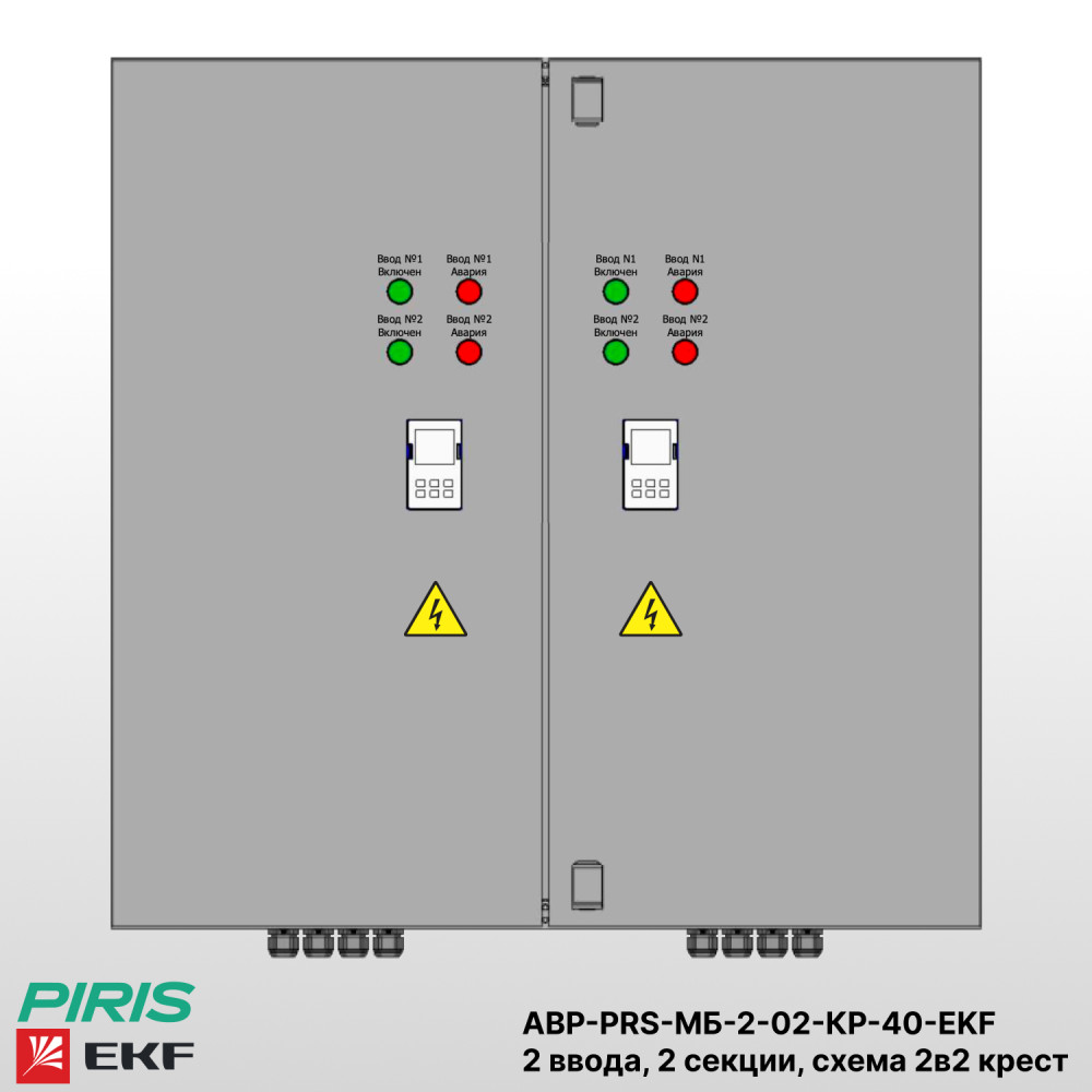 Шкаф АВР 2 ввода, 40А, схема 2в2 крест, 2 секции распределения на моноблоках EKF