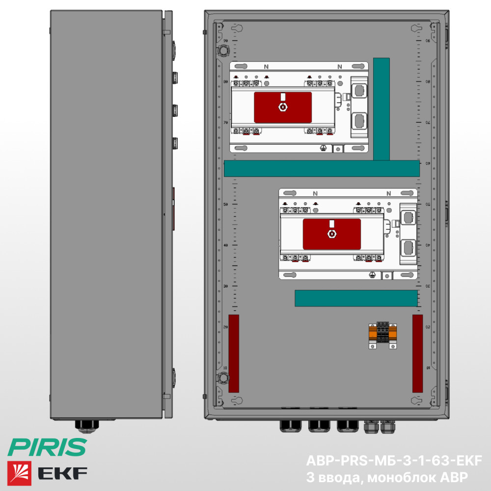 Шкаф АВР 63А, моноблок, 3 ввода, EKF