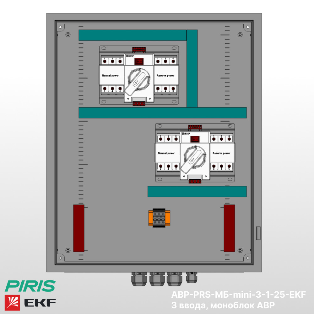 Шкаф АВР 25А, моноблок-mini, 3 ввода, EKF