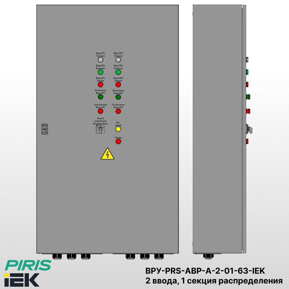 Шкаф ВРУ с АВР, 63А, 2 ввода, мотор-автоматы, IEK, 1 секция распределения (5x16А)