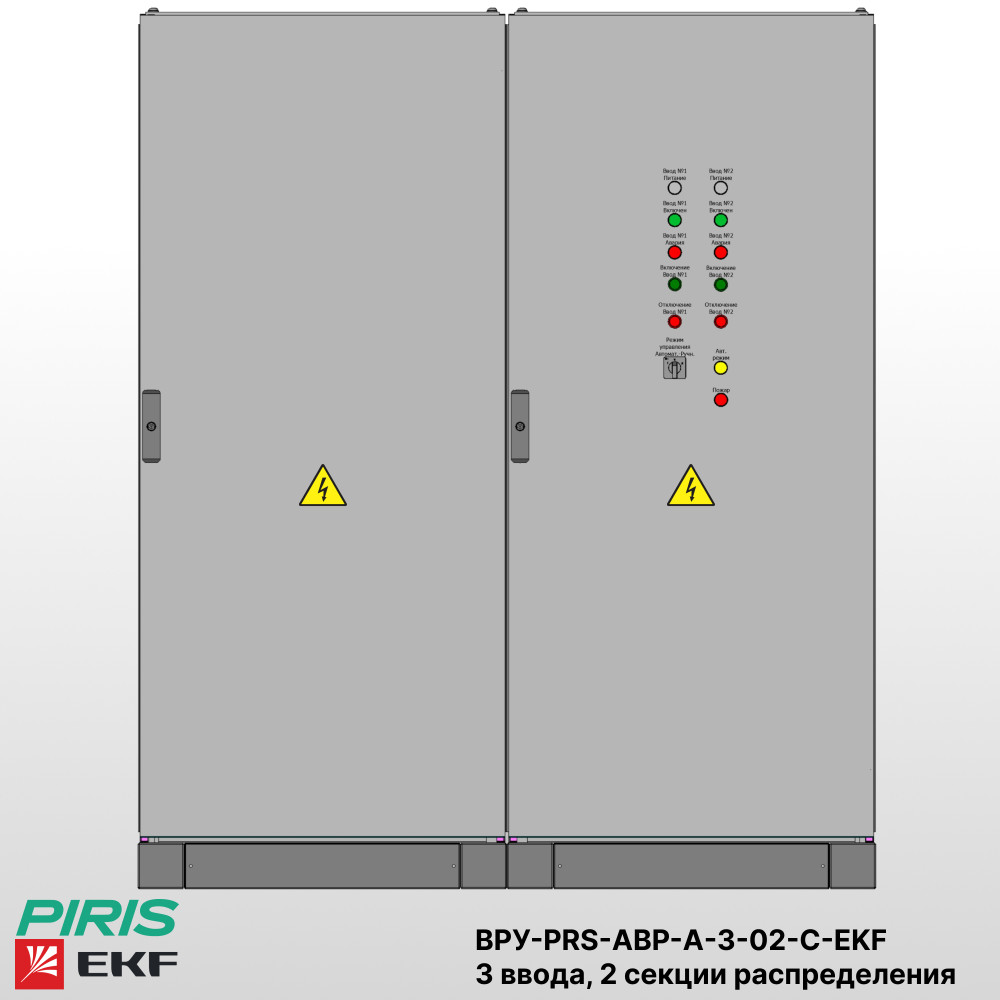 Шкаф ВРУ с АВР на 3 ввода, 2 секции распределения, с секционным выключателем, на мотор-автоматах, 40А, EKF