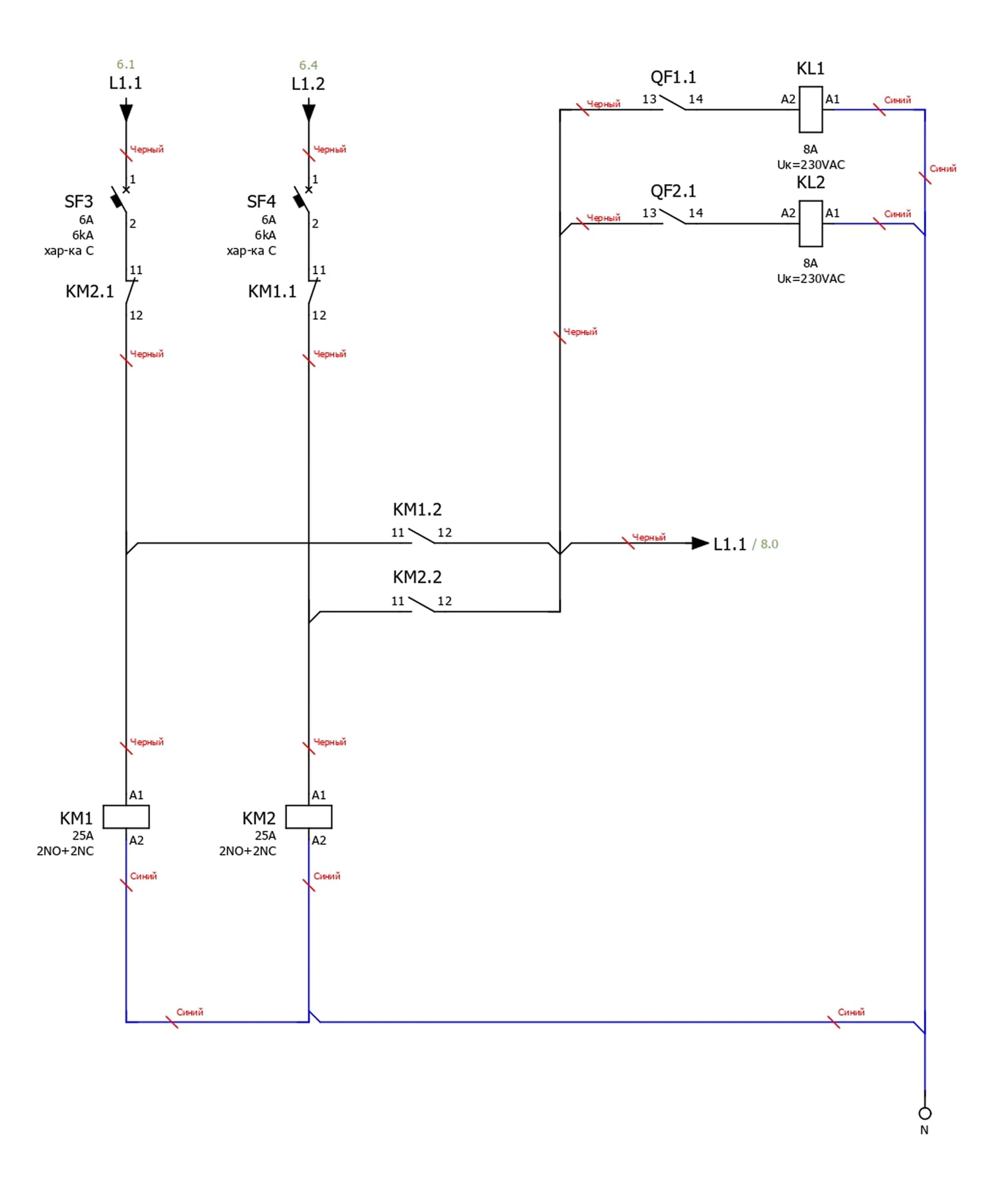 Схема мини-АВР цепей управления ВРУ-PRS-АВР-А-2-01-80-KEAZ