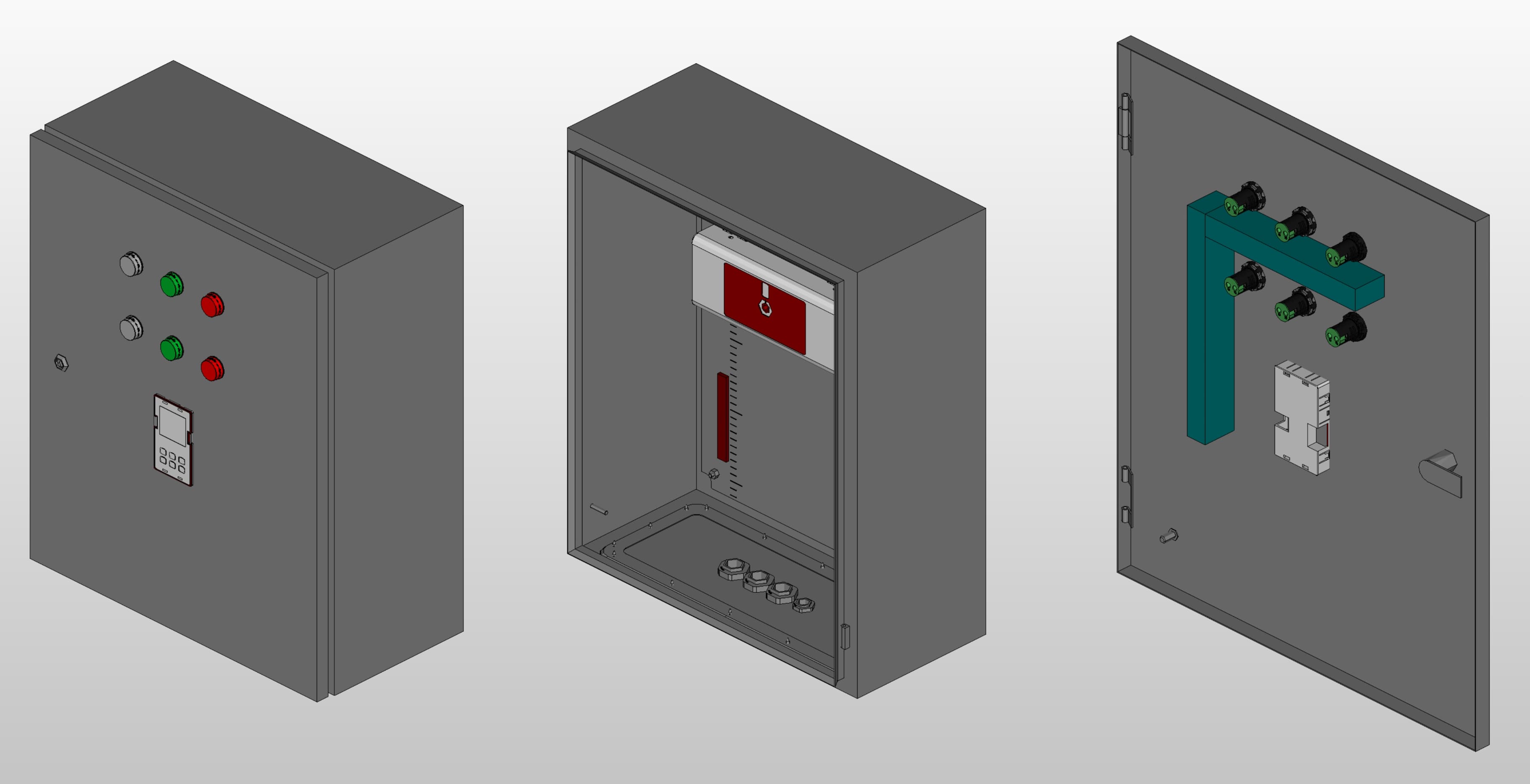 3D вид шкафа АВР на 80А, на моноблоке АВР EKF с 2 вводами